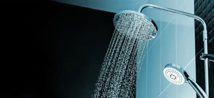 Shower running hot water